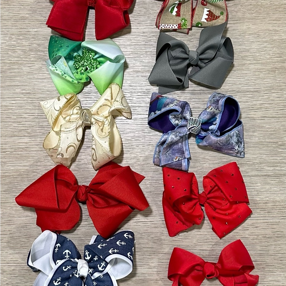 Navy and Red Polka Dot Kids Hair Bow - bundle 2+ and save on shipping. - Picture 7 of 7